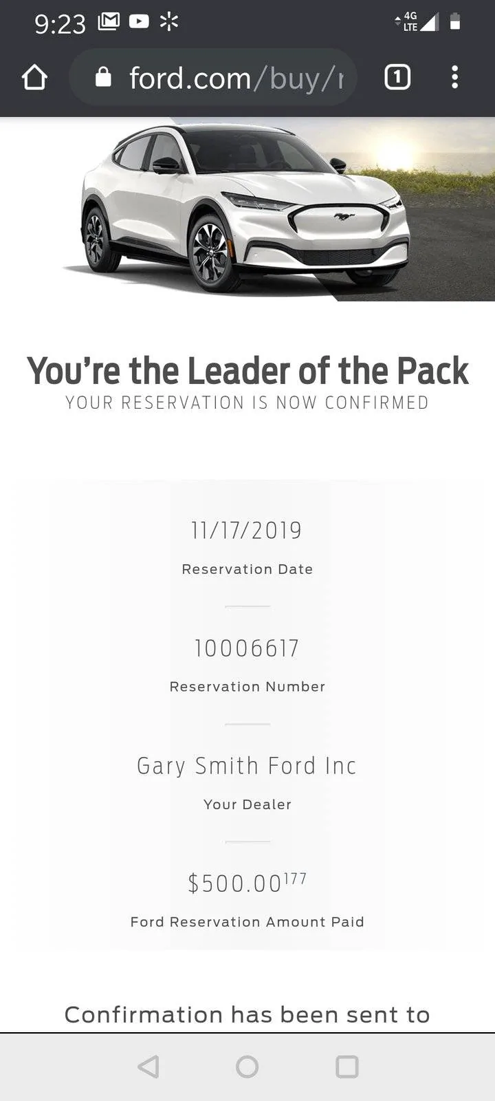 Ford Mustang Mach-E Mach-E Waiting Room. Check in with your reservation number! Screenshot_20191117-212349