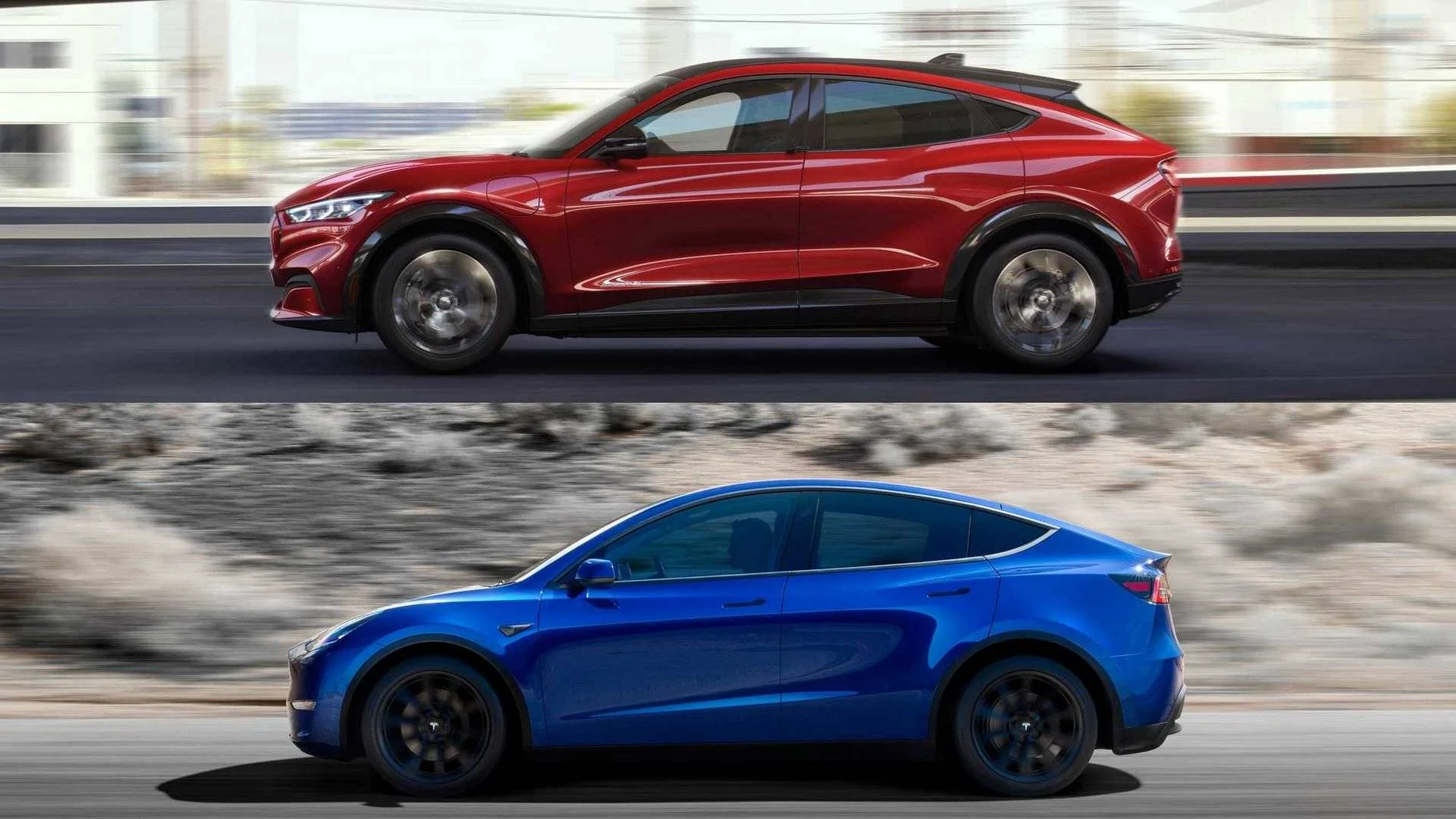 Ford Mustang Mach-E 2021 Mach-E vs Model Y -- Specs and Styling Compared ford-mustang-mach-e-and-tesla-model-y-lead-4