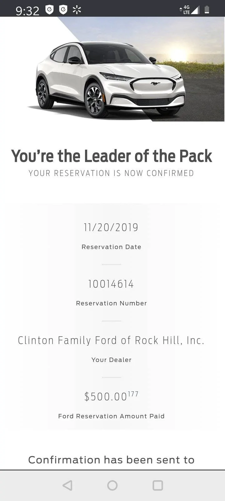 Ford Mustang Mach-E Mach-E Waiting Room. Check in with your reservation number! Screenshot_20191120-213249