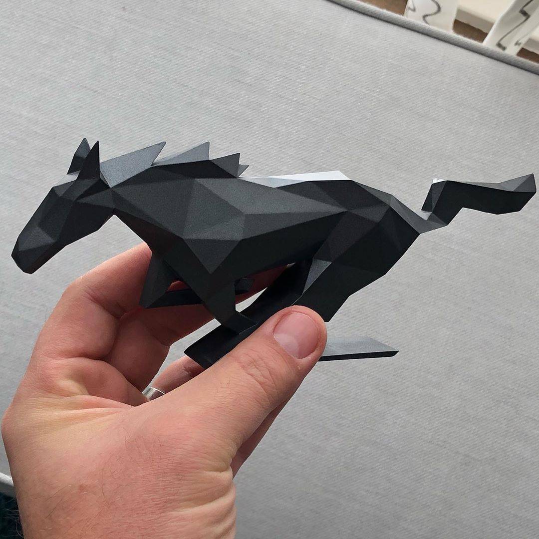 Ford Mustang Mach-E Pony Desk Sculpture, Pony Badge?  From Press Kit?! 76782386_3173516639330127_3435455768338345863_n