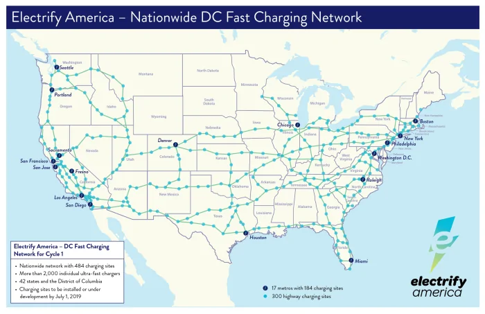 Ford Mustang Mach-E Map of the EA network EA network in usa