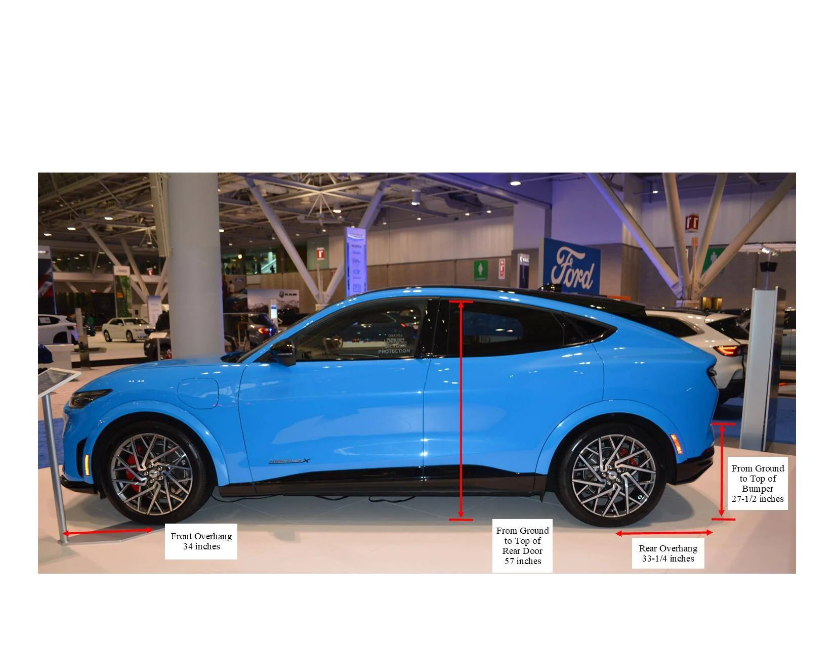 Ford Mustang Mach-E Dimensions and Q&A at the New England International Auto Show (update with Trunk size dims) measured dims