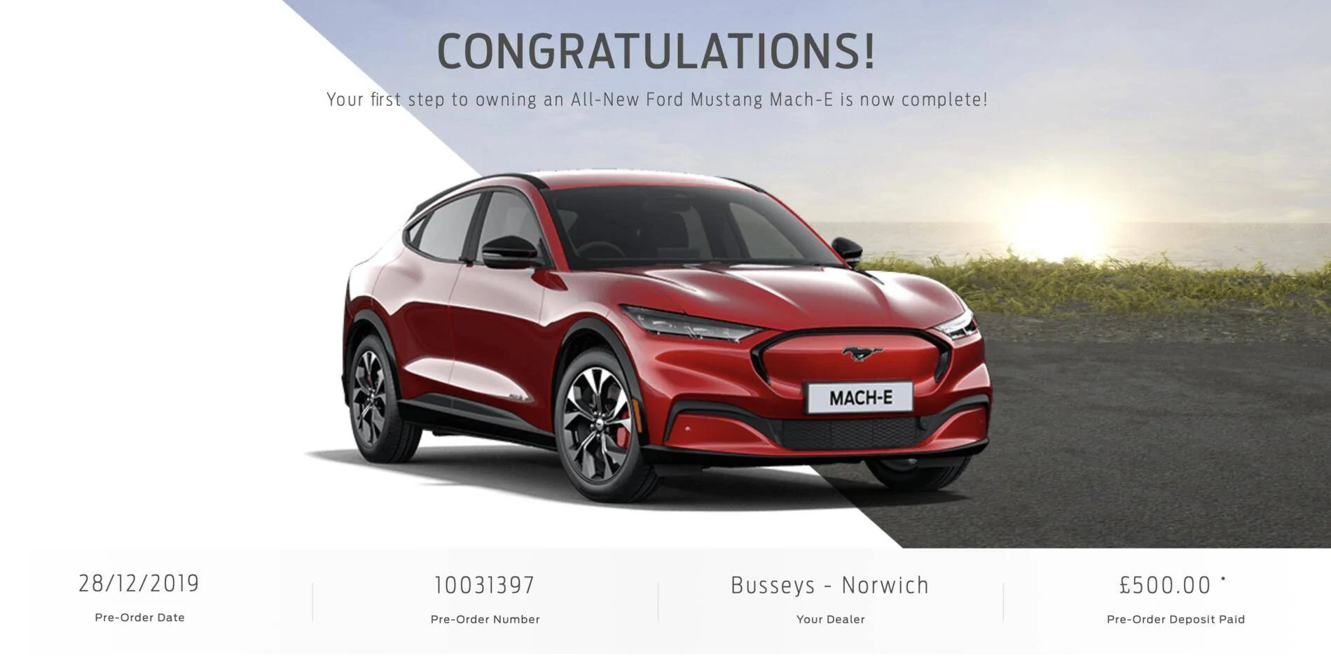 Ford Mustang Mach-E Mach-E Waiting Room. Check in with your reservation number! Mustang Mach-E Pre Order Confirmation