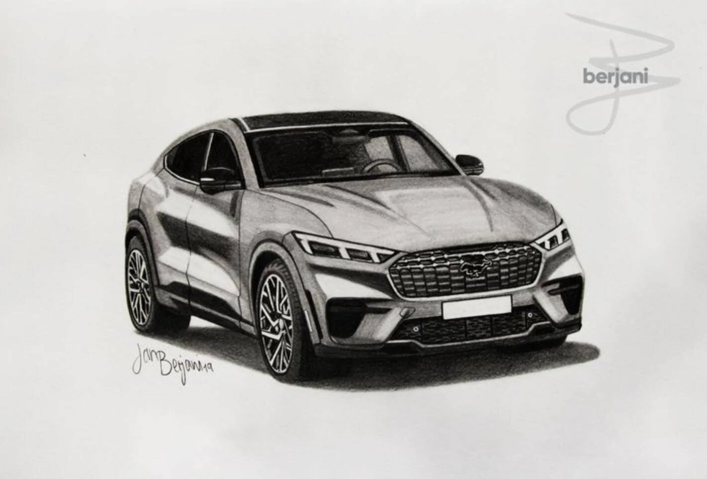 Ford Mustang Mach-E Mach-E GT Pencil Drawing Mach-E GT Pencil Art