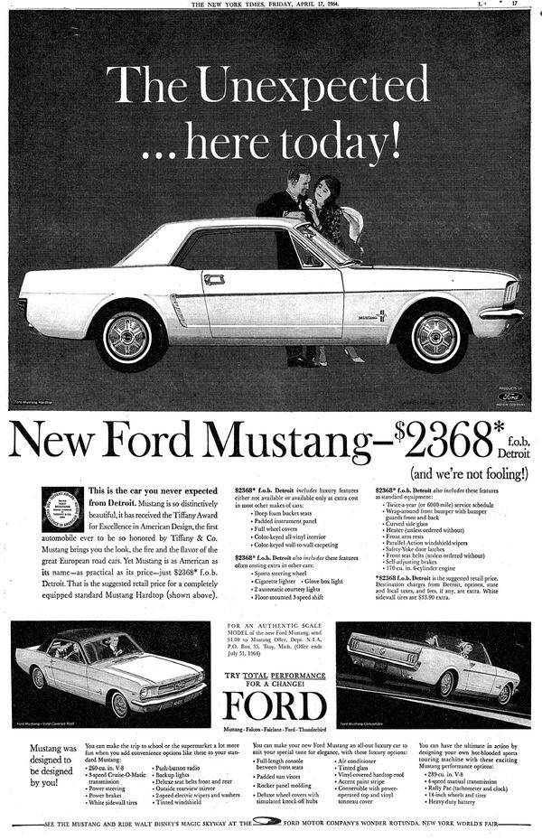 Ford Mustang Mach-E So I joined the Mustang Club of America . . . 1964 Mustang ad