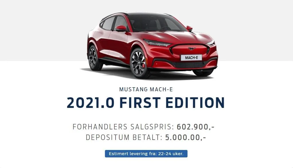 Ford Mustang Mach-E Norway - Mach-E ready for production MME estimat