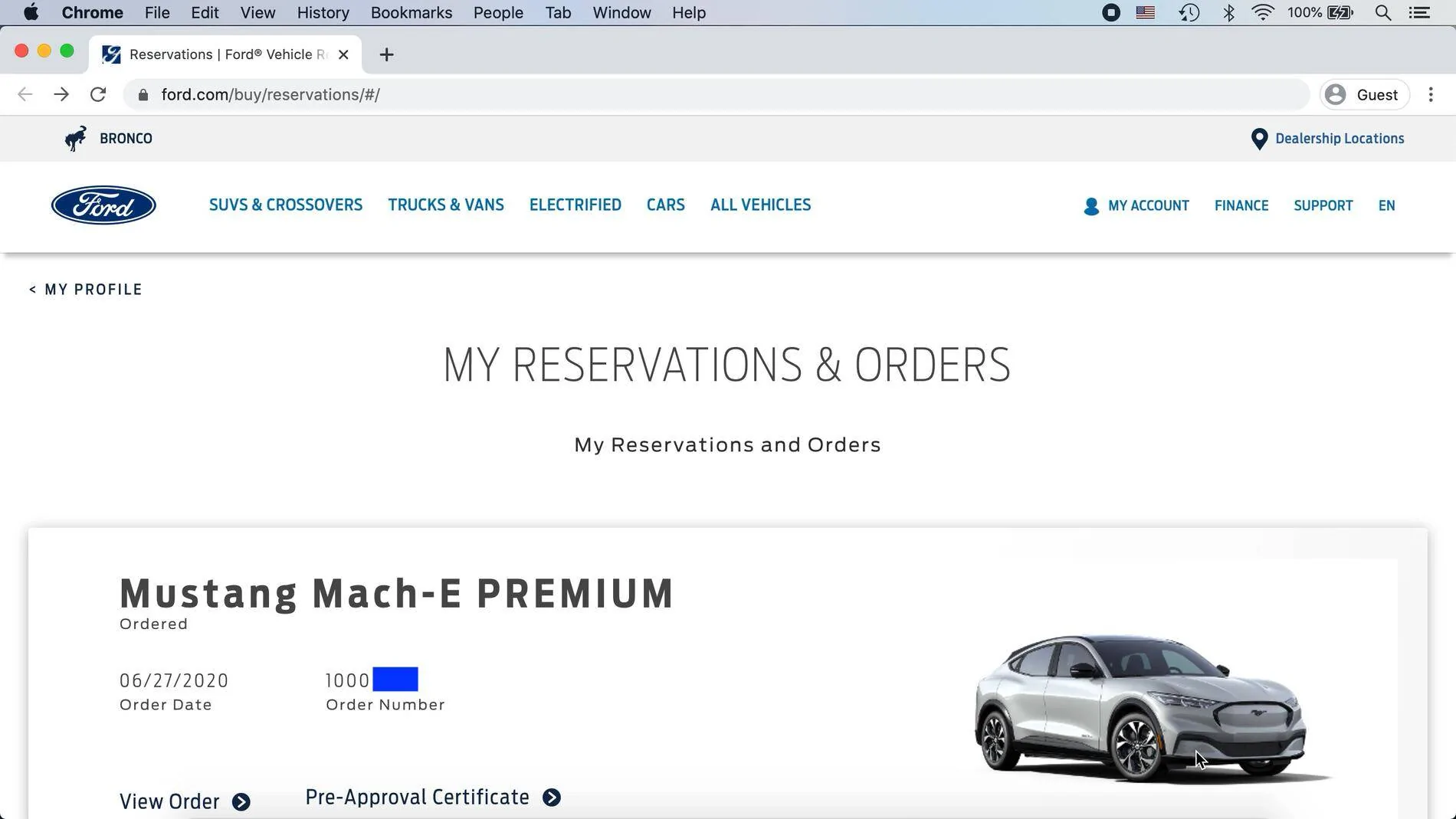 Ford Mustang Mach-E Ford Mach-E Reservation Details Viewer step1