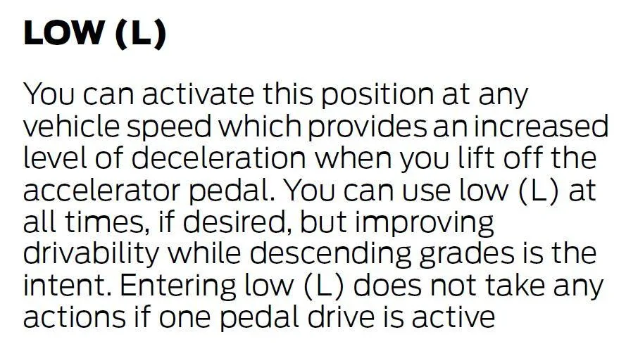 Ford Mustang Mach-E "L" mode regen braking doesn't activate brake lights 1685738588092