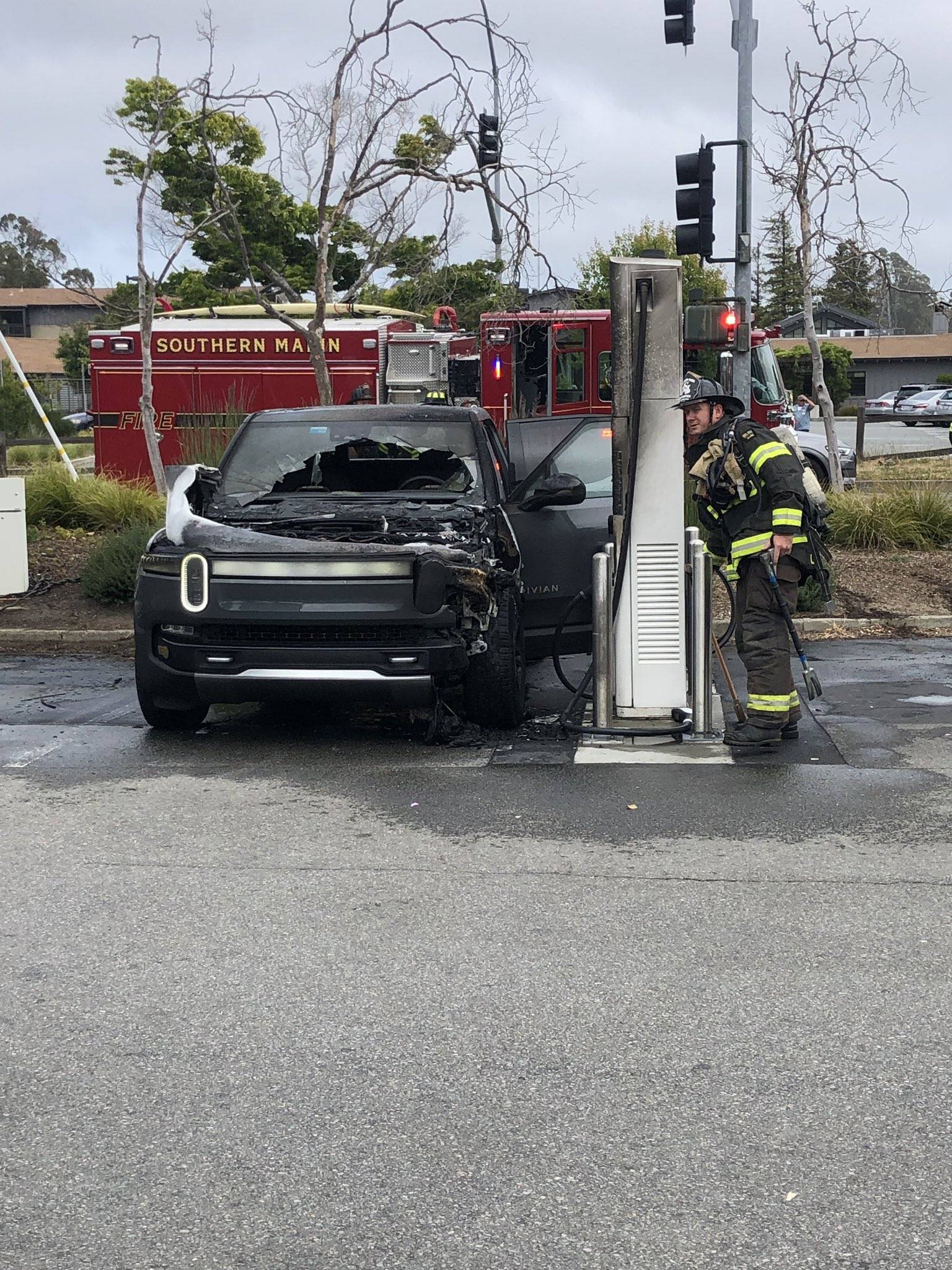 Ford Mustang Mach-E Rivian and EA aren't getting along well Rivian-EA fire-2