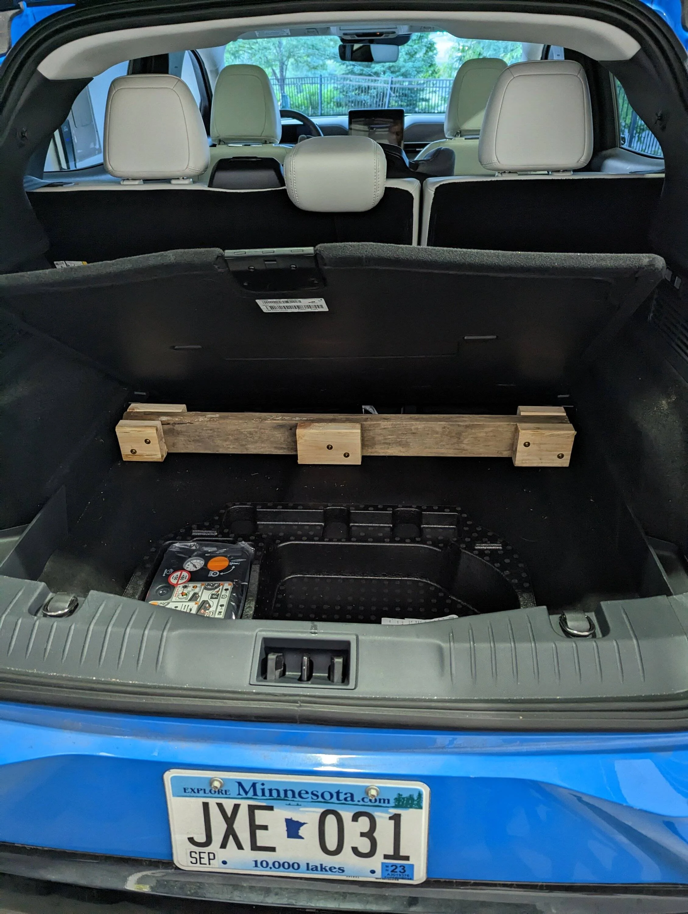 Ford Mustang Mach-E Fix - Trunk floorboard up position for weights PXL_20230610_015148664
