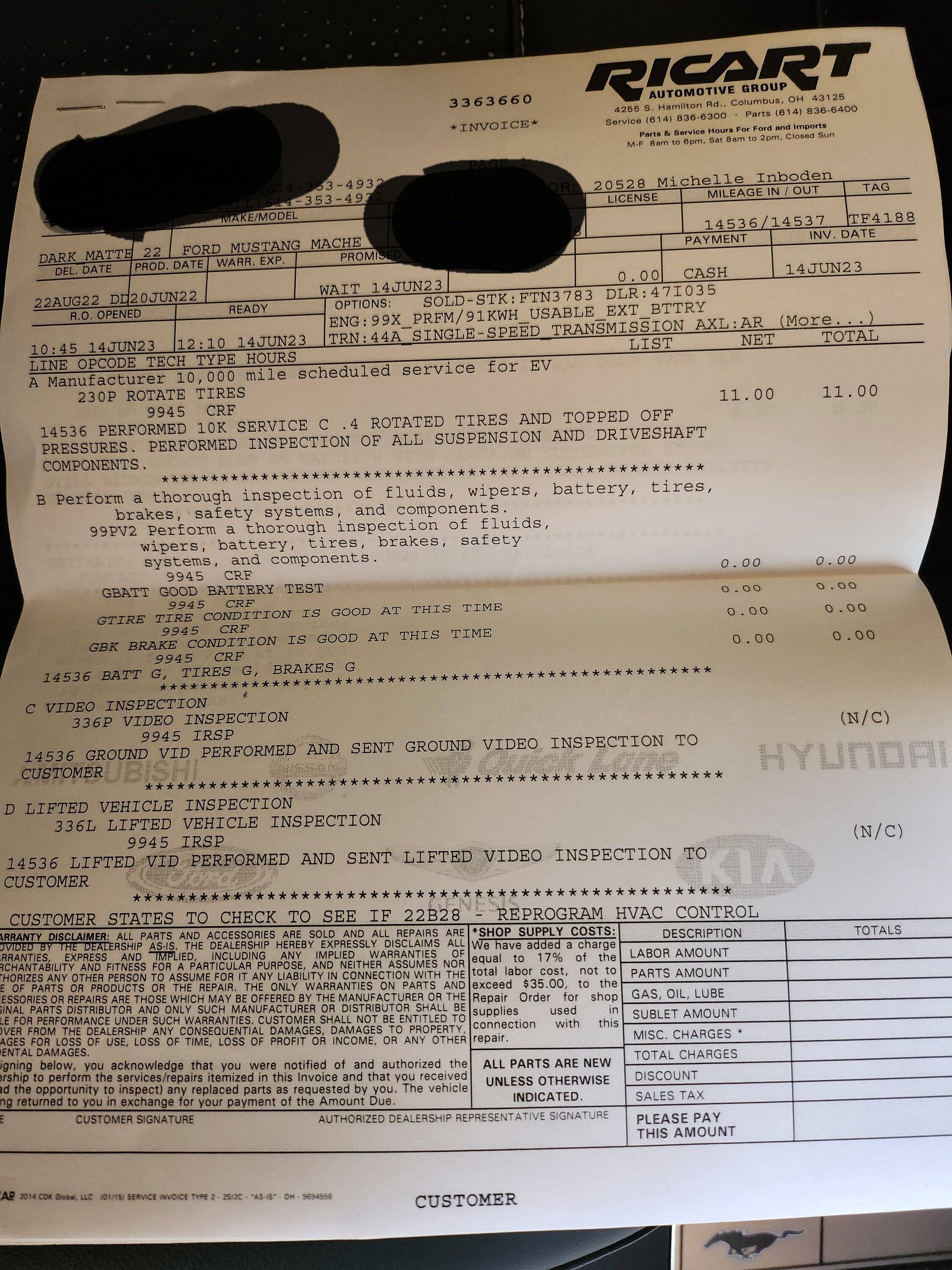 Ford Mustang Mach-E 6 Month Mach-E Service? 20230614_173310