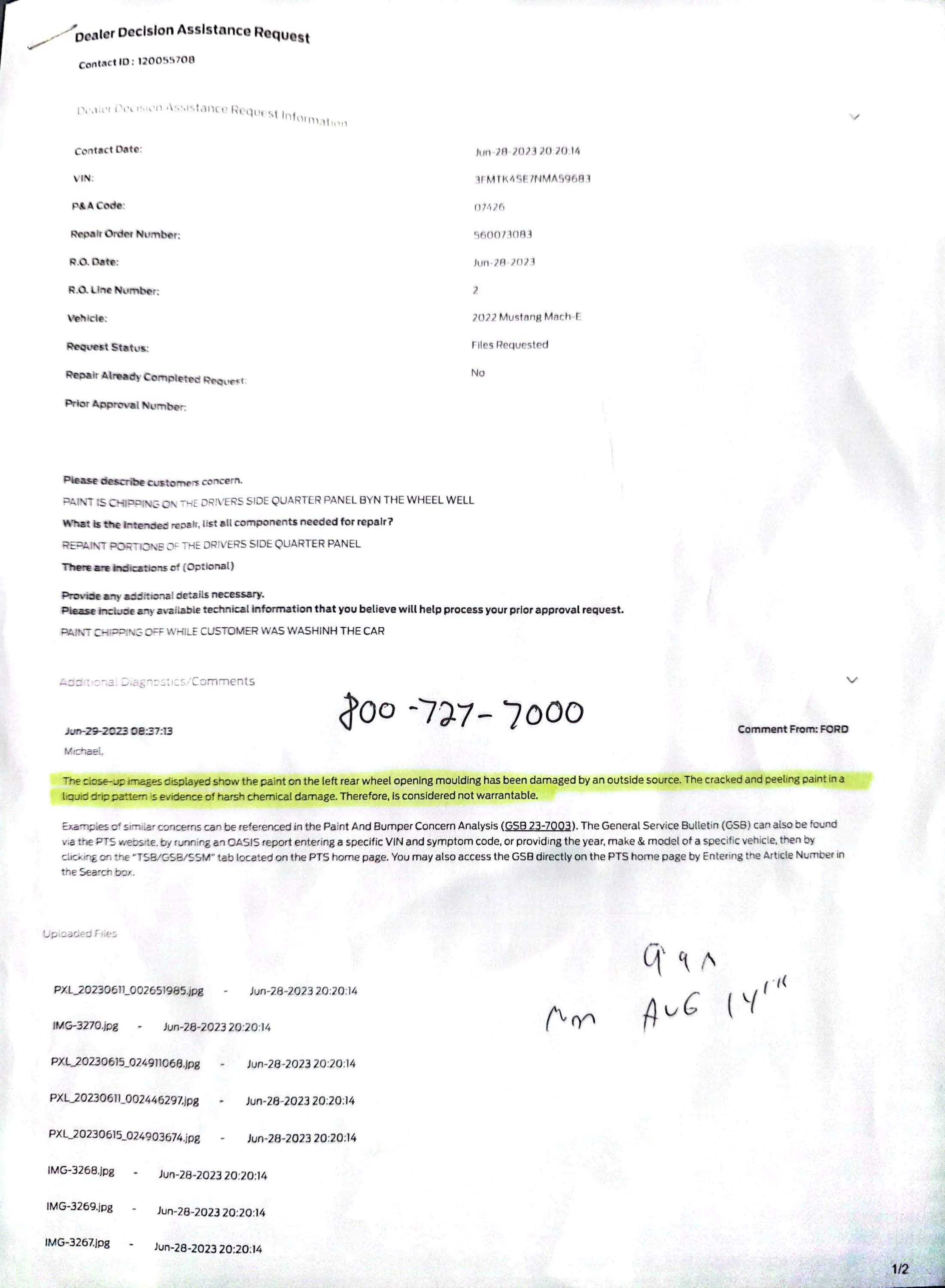 Ford Mustang Mach-E Paint Issues on 2022 Mach e GT CamScanner 07-03-2023 13.04