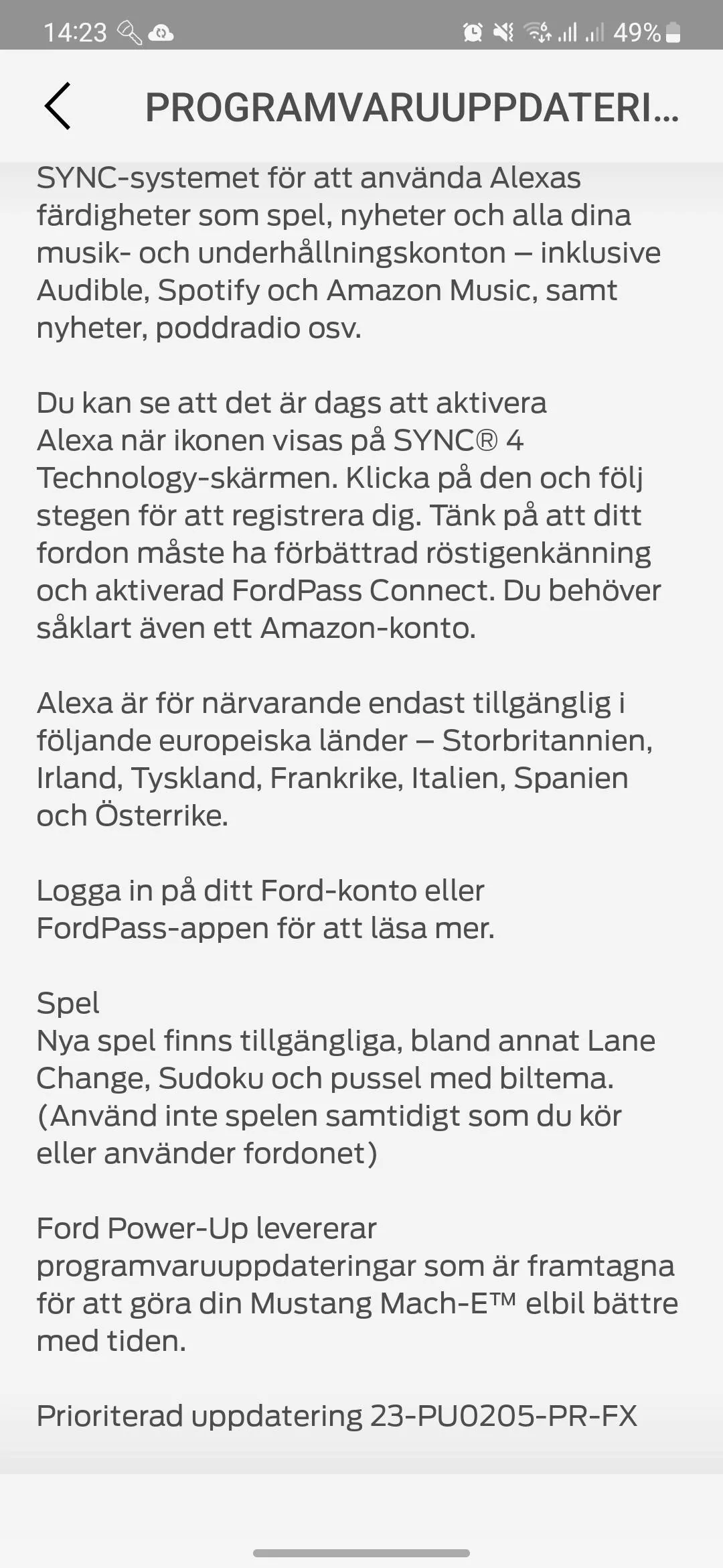 Ford Mustang Mach-E Swedish Customers Screenshot_20230707_142325_FordPass