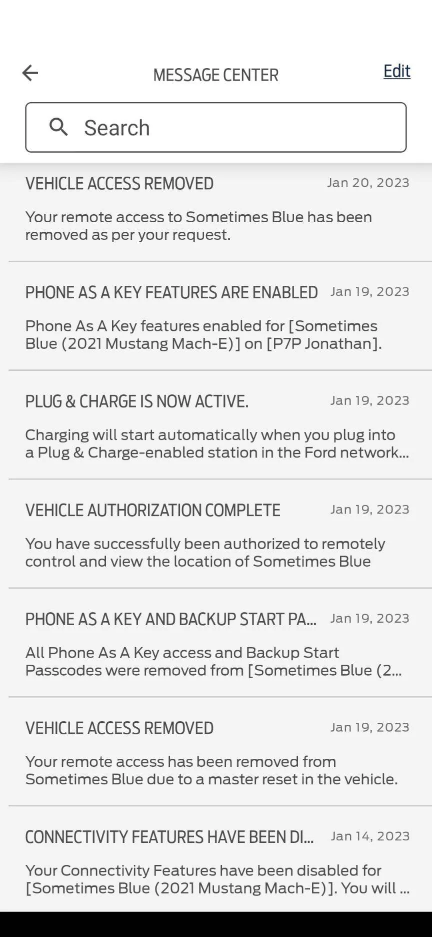 Ford Mustang Mach-E "Cancellation Pending" on my connected features Screenshot_20230712-080931