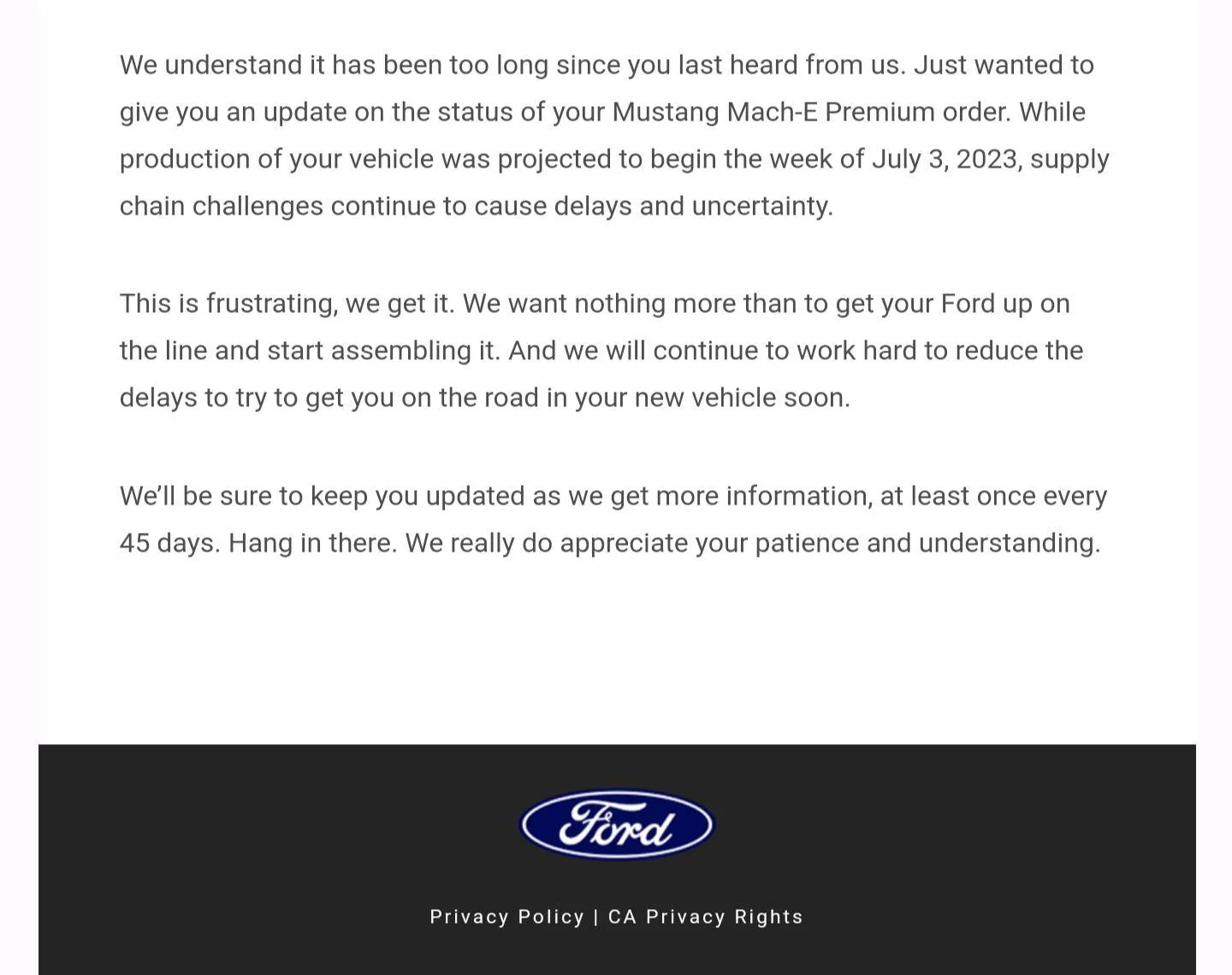 Ford Mustang Mach-E Production Delays? 1000009759