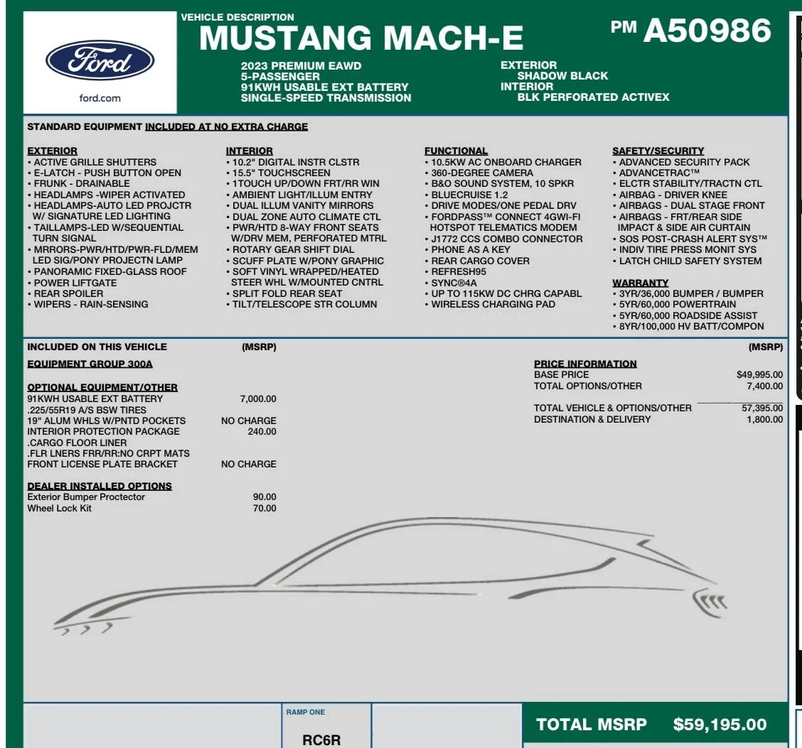 Ford Mustang Mach-E Question regarding pricing on old and new window sticker IMG_2616