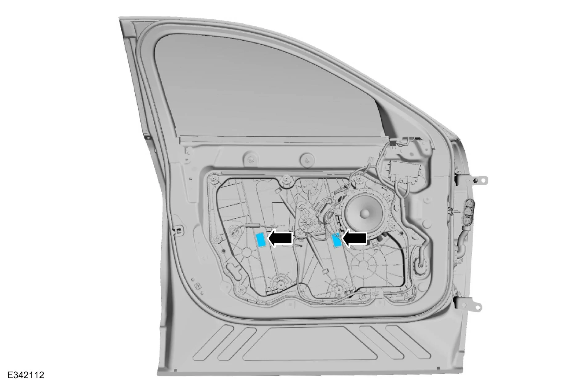 Ford Mustang Mach-E Removing the plastic window regulator behind the door panel . imagen2