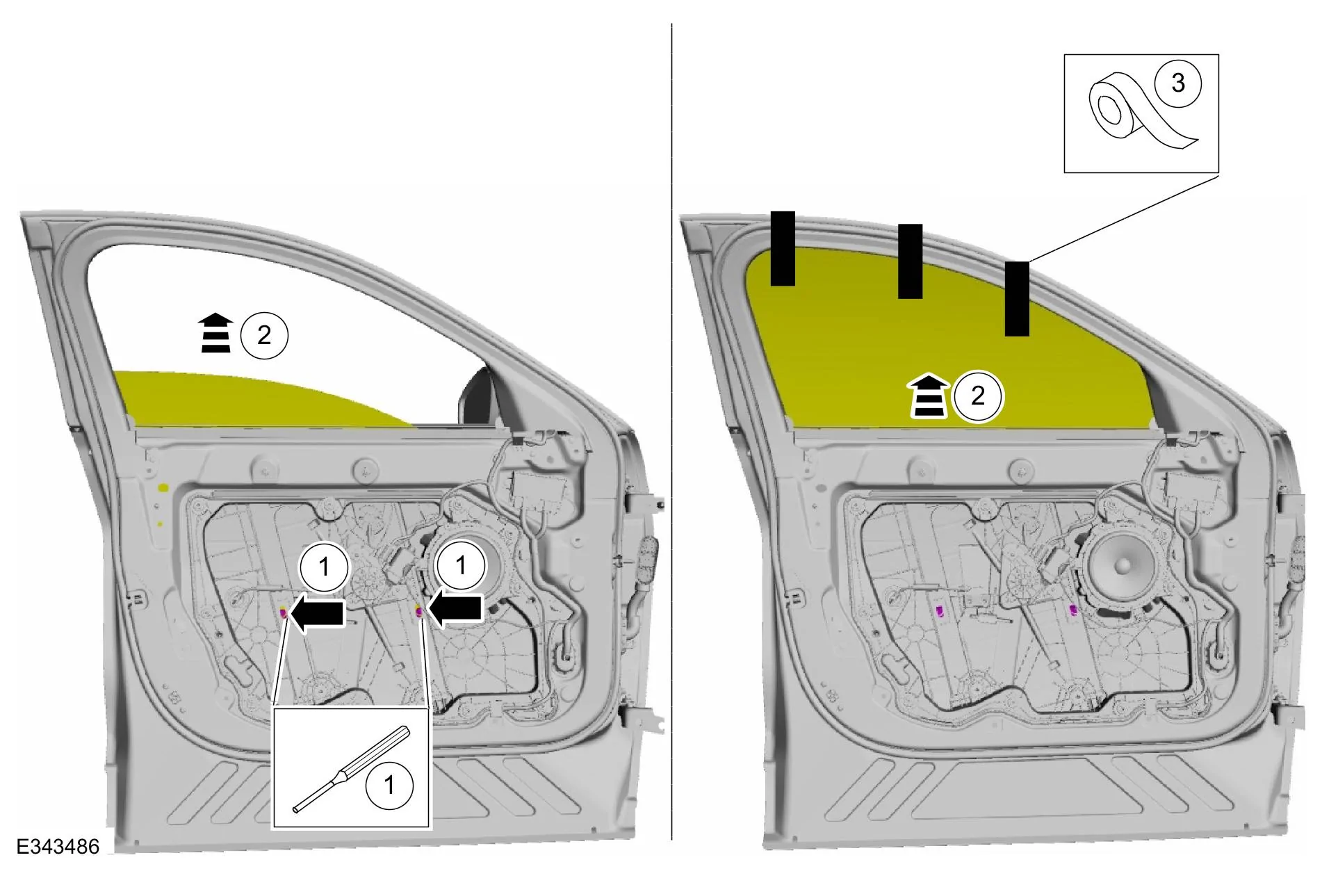 Ford Mustang Mach-E Removing the plastic window regulator behind the door panel . imagen2
