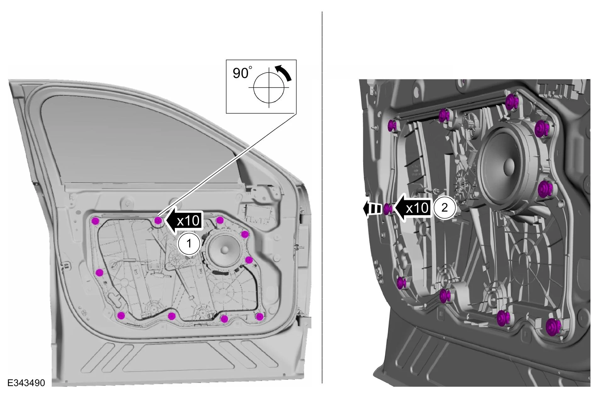 Ford Mustang Mach-E Removing the plastic window regulator behind the door panel . imagen2