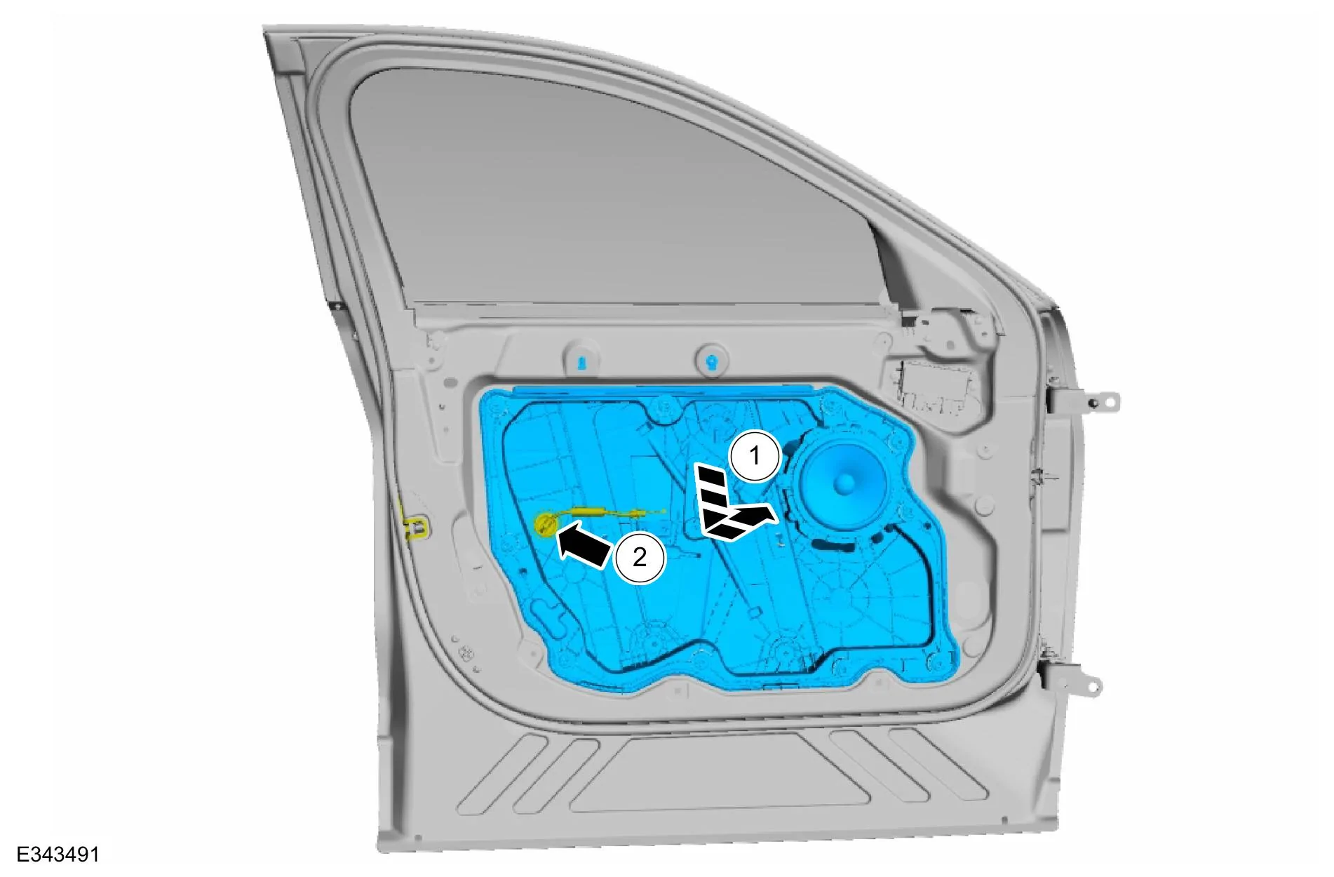 Ford Mustang Mach-E Removing the plastic window regulator behind the door panel . imagen2