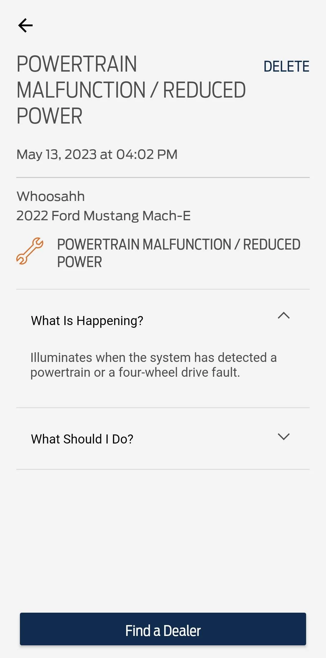 Ford Mustang Mach-E Powertrain Malfunction 1000019907