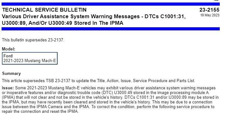 Ford Mustang Mach-E Parking Brake Fault 1689610852495