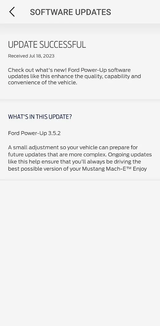 Ford Mustang Mach-E Finally got my first update! 1689711929826