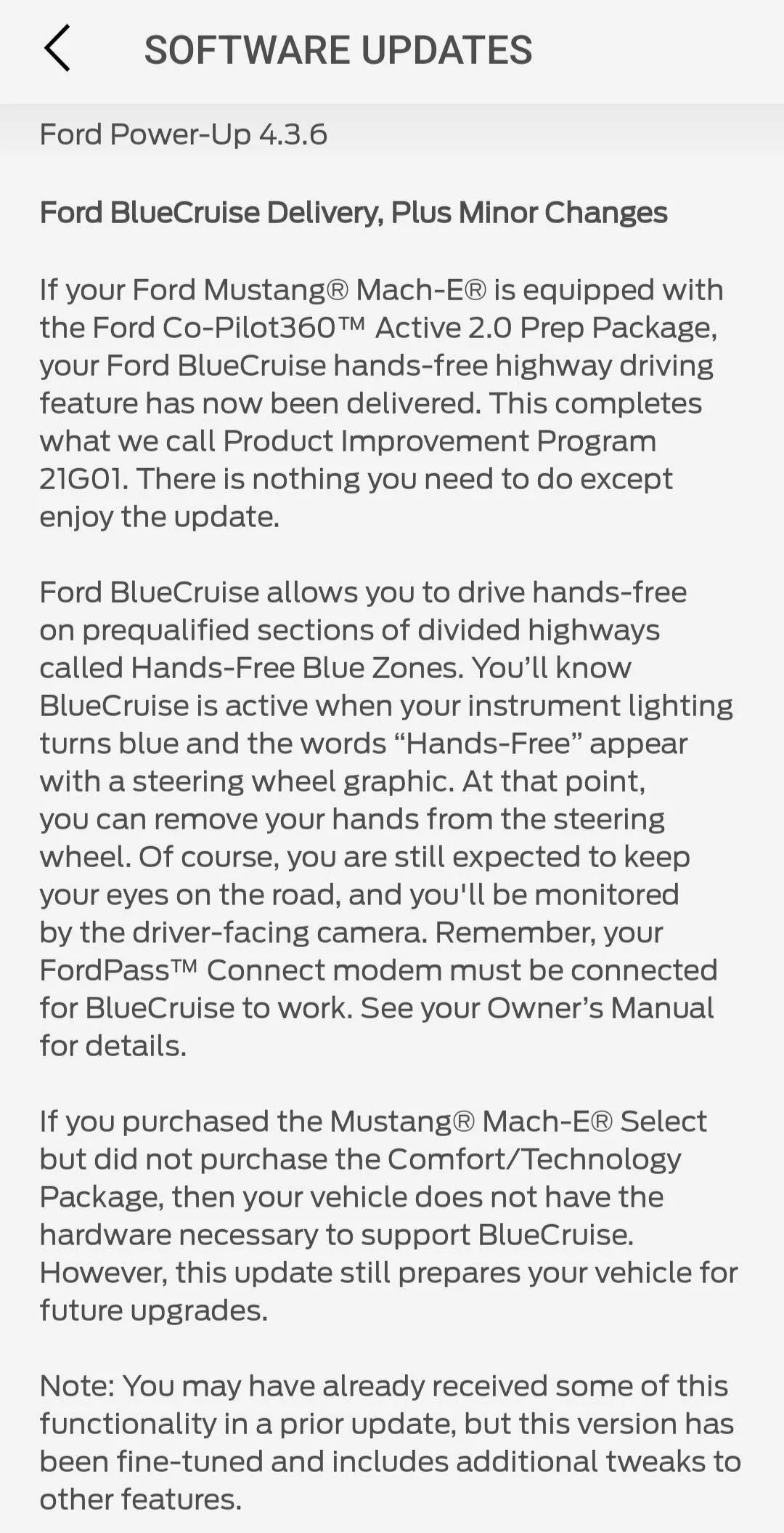 Ford Mustang Mach-E 4.3.6 Power-Up OTA Update Screenshot_20230718-135012