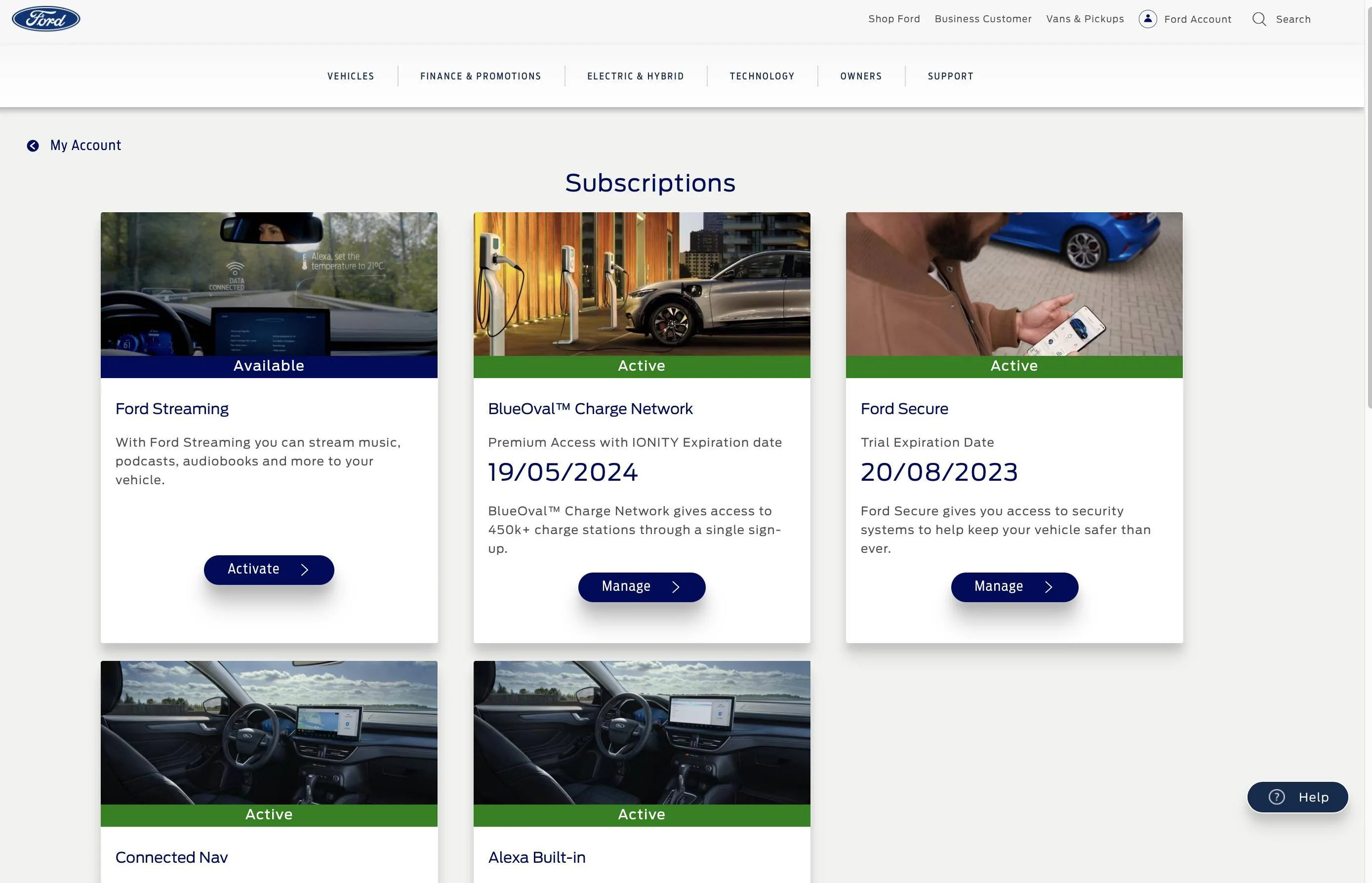 Ford Mustang Mach-E UK Customers Subscriptions