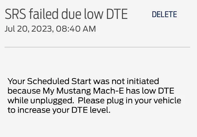 Ford Mustang Mach-E Error Message: SRS Failed Due Low DTE 1689902775312