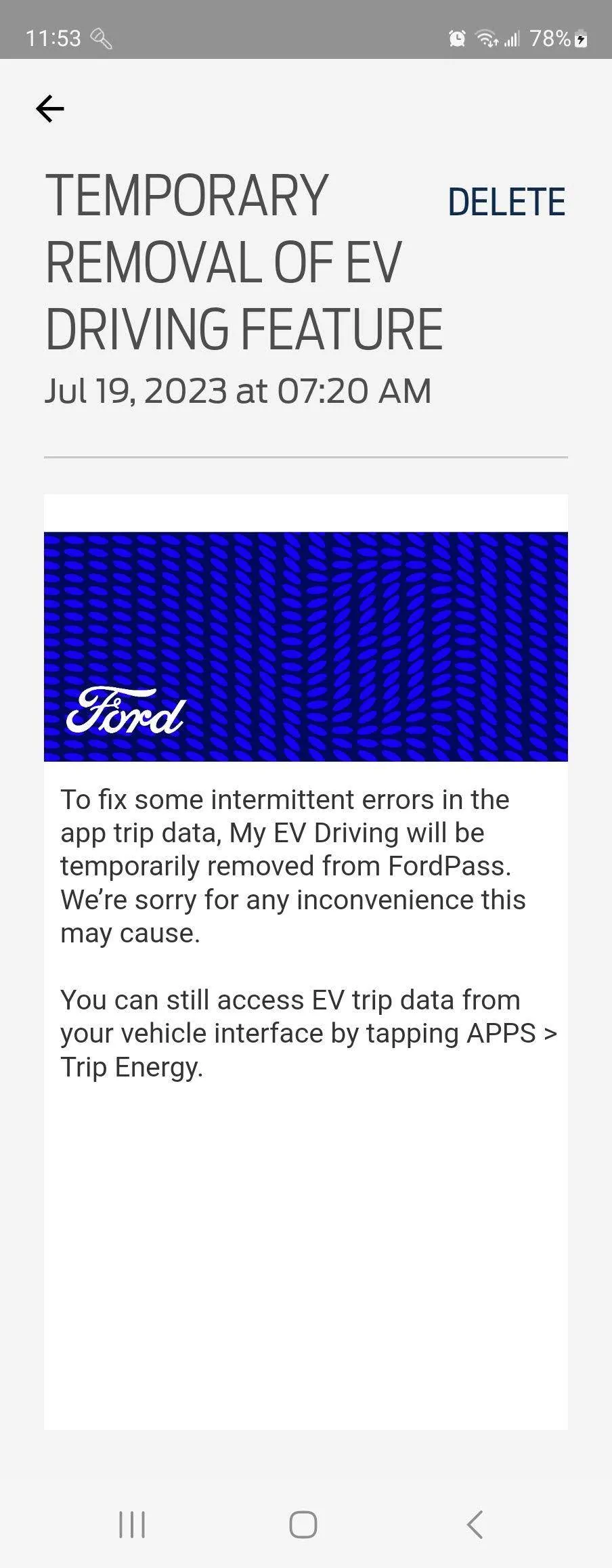 Ford Mustang Mach-E PASS doesn't show my trip 1691717825478