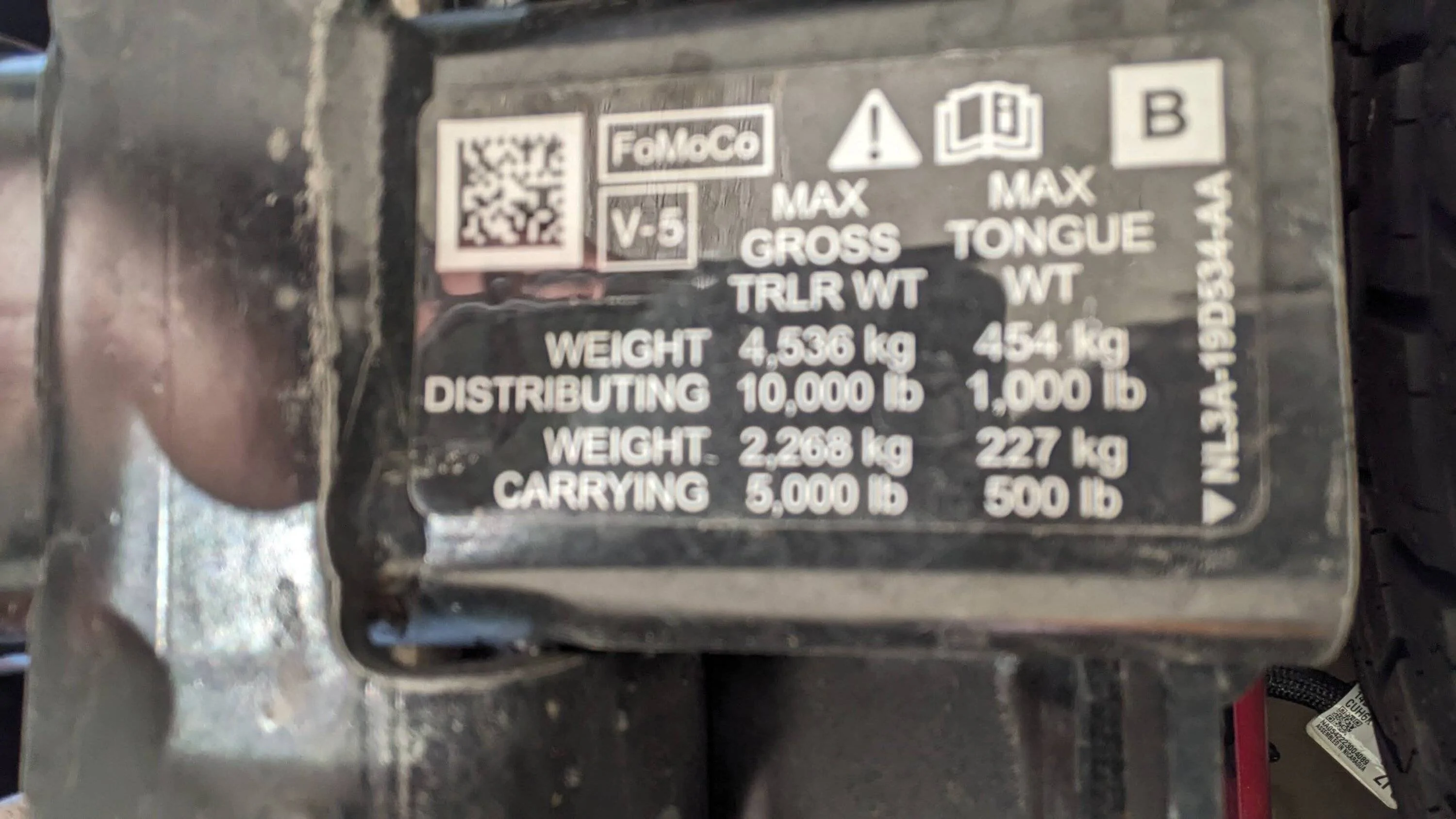 Ford Mustang Mach-E Will Mach-E tow the Lightship RV? Hitch receiver sticker