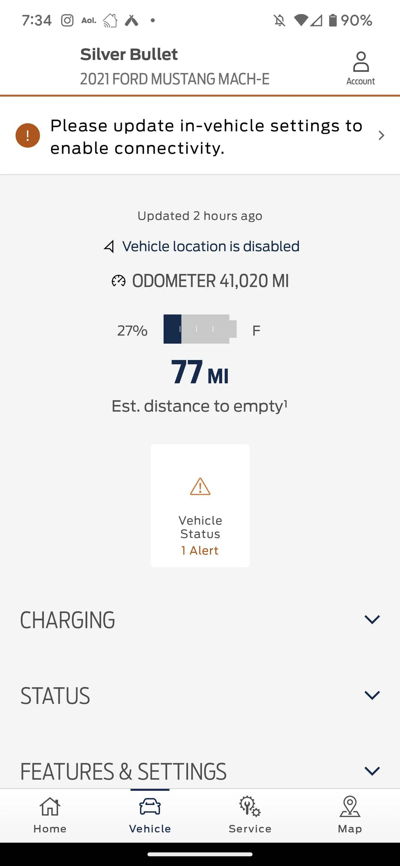 Ford Mustang Mach-E Lost connectivity settings after 5.1.1, can't EA charge Screenshot_20230824-193401