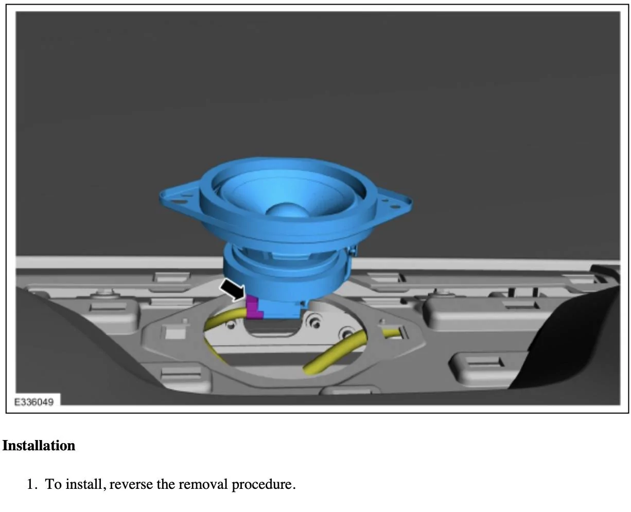 Ford Mustang Mach-E B&O center speaker replacement Screenshot 2023-08-27 at 5.46.27 AM