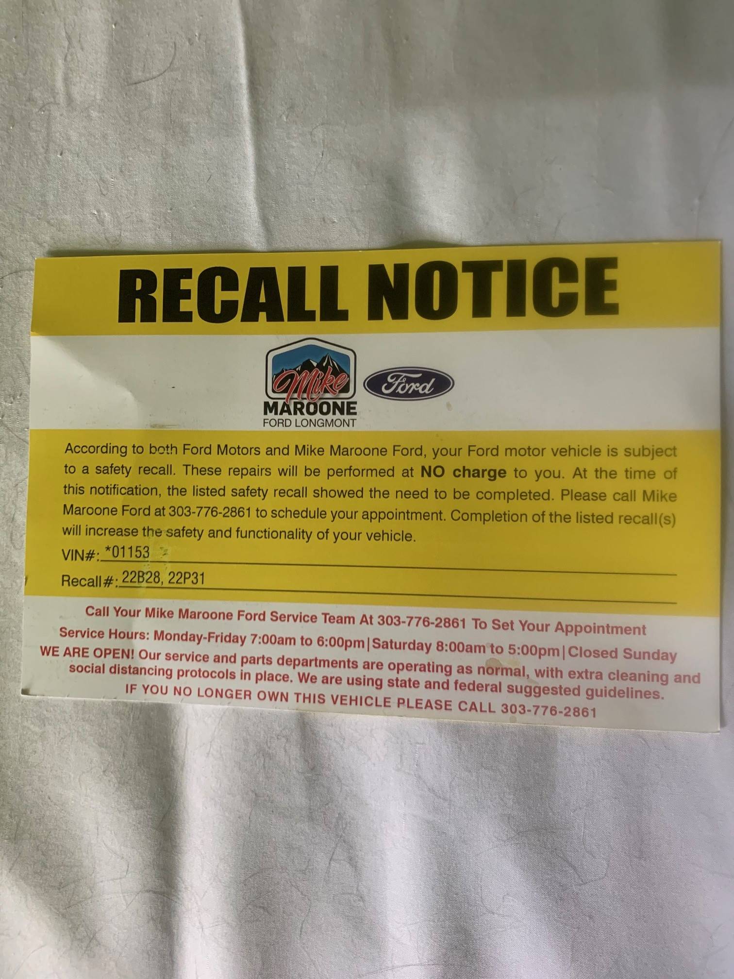 Ford Mustang Mach-E 22P31 Recall Back