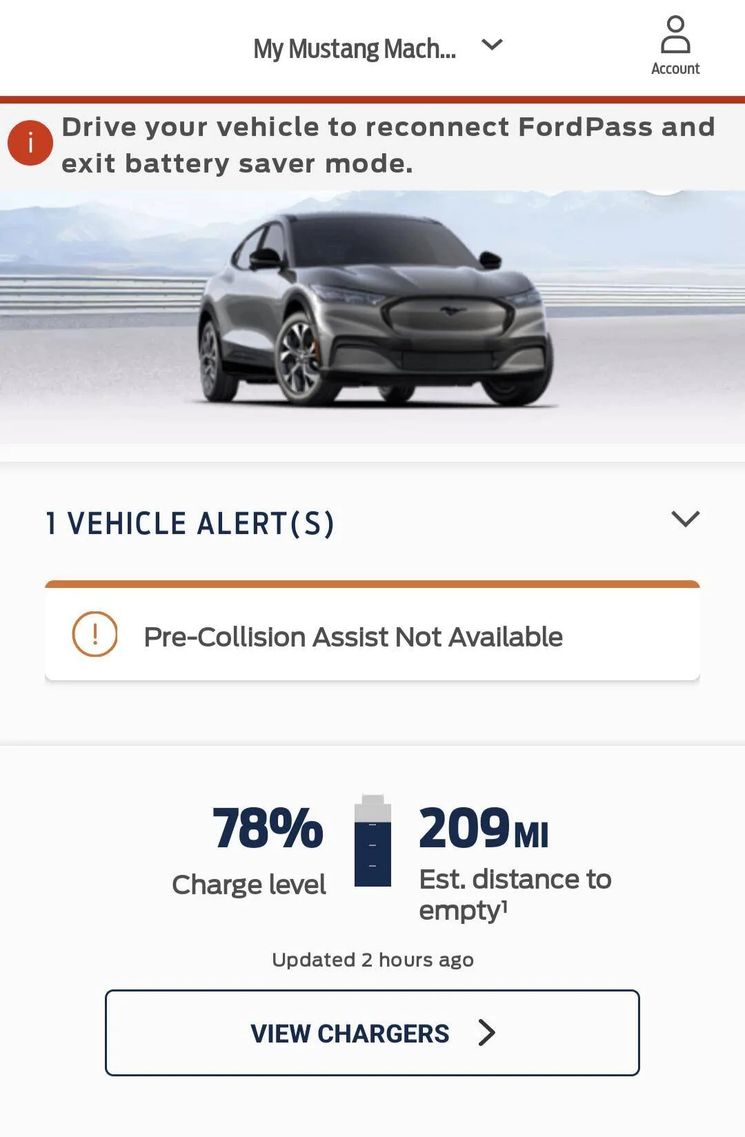 Ford Mustang Mach-E Drive your vehicle to reconnect to Ford pass and exit battery saver mode Screenshot_20230912-185607