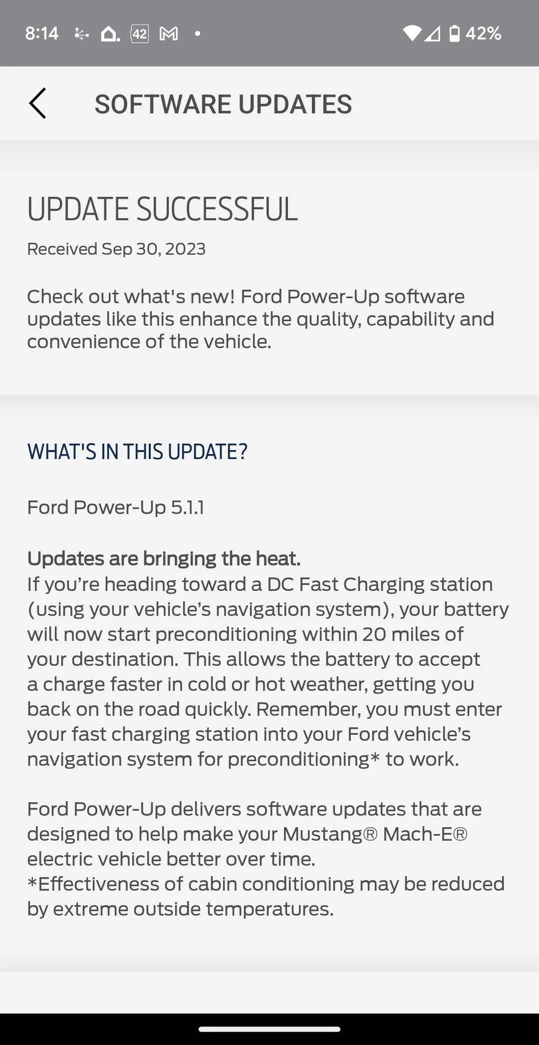 Ford Mustang Mach-E Power-Up 6.1.0 OTA Update Screenshot_20230929-201449