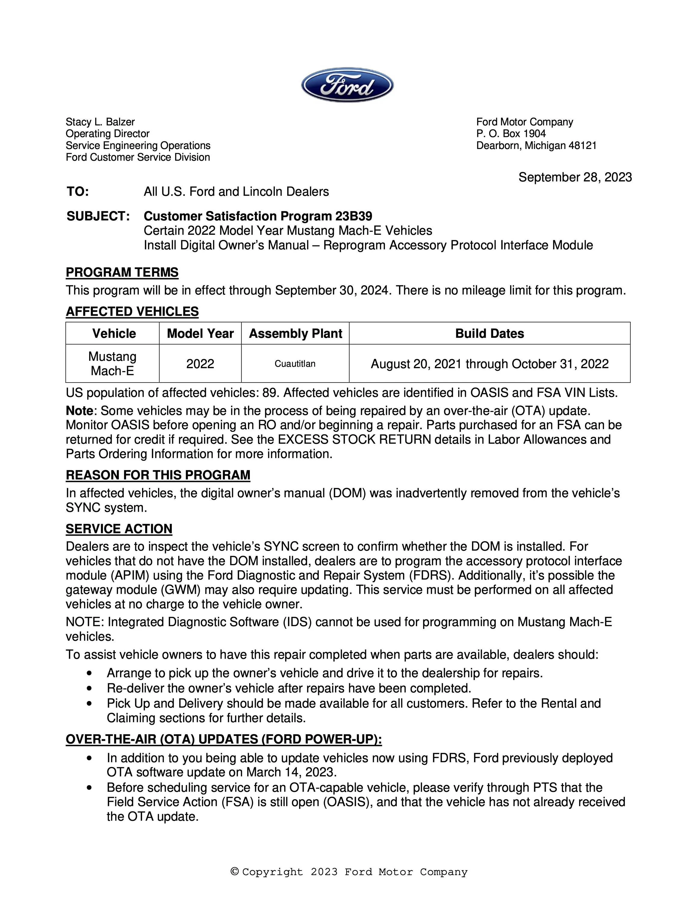 Ford Mustang Mach-E CSP 23B39 - Install Digital Owner Manual 23B39_BULL_1