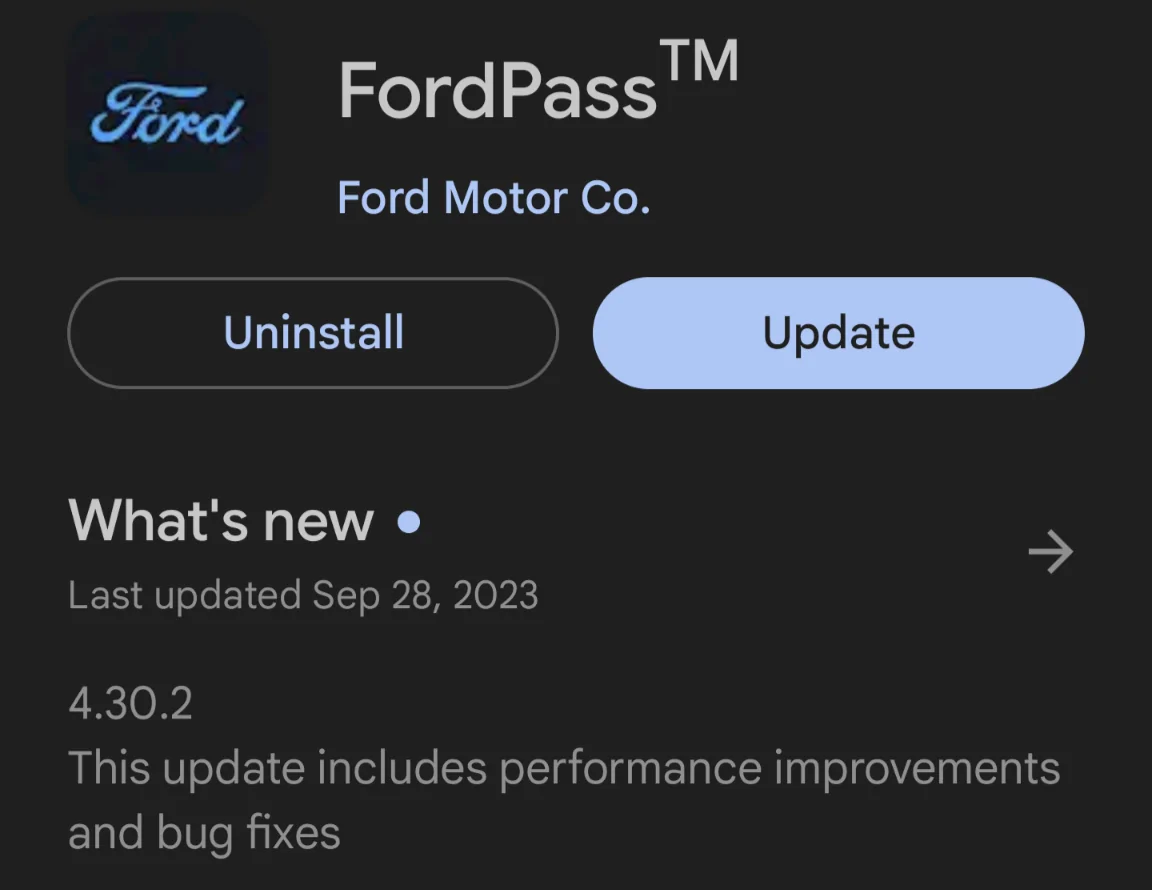 Ford Mustang Mach-E FordPass Version 4.30.0 Released for iOS Screenshot_20231003-134138