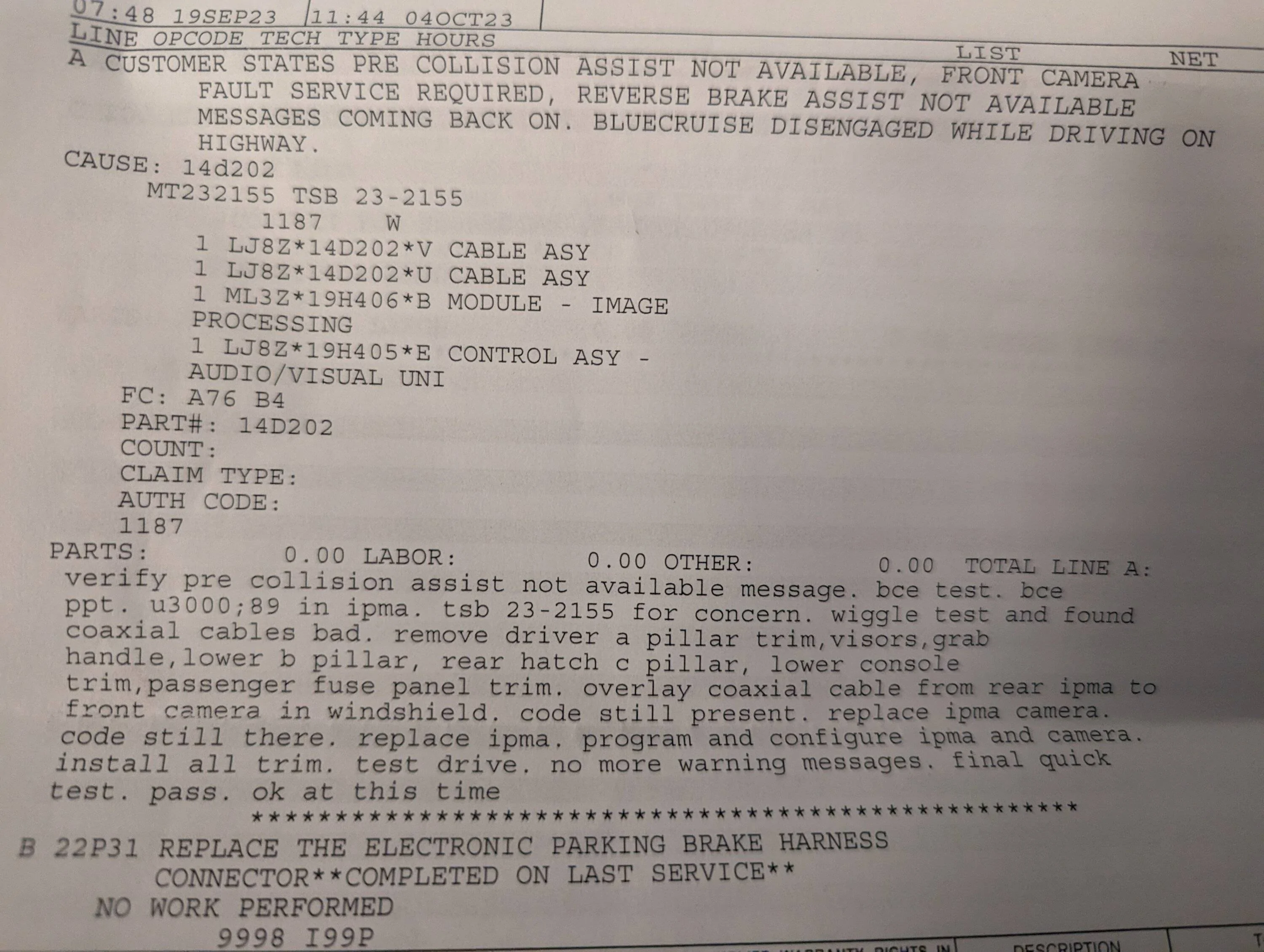 Ford Mustang Mach-E Front Camera Fault & Pre-Collision Assist Not Available Errors 1000001401