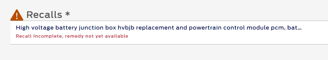 Ford Mustang Mach-E High Voltage Battery Junction Box (HVBJB) Replacement Recall for  recall HVBJB in 30,013 Mach-E 1697510750242