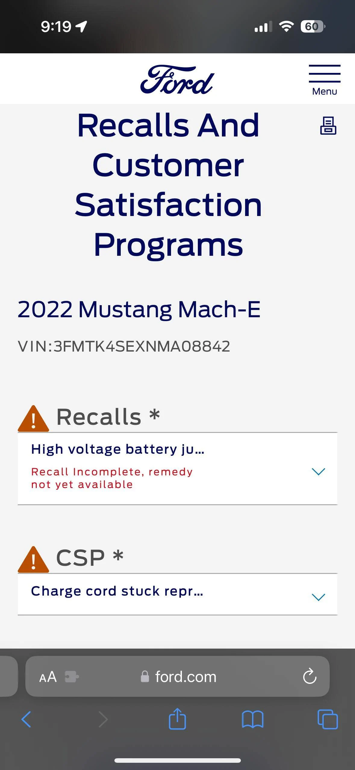 Ford Mustang Mach-E High Voltage Battery Junction Box (HVBJB) Replacement Recall for  recall HVBJB in 30,013 Mach-E IMG_0266