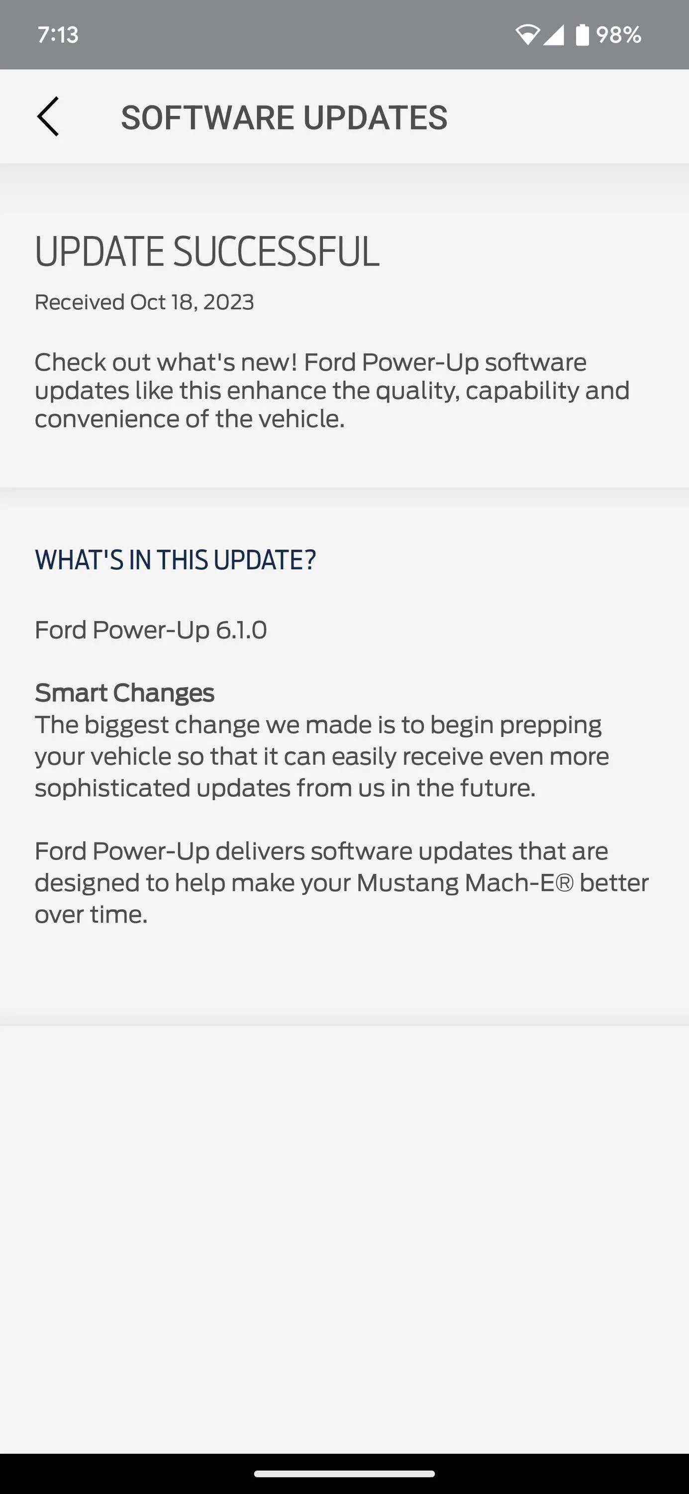 Ford Mustang Mach-E (un)Stuck at 6.1.0 - 2021 Only Screenshot_20231019-071318