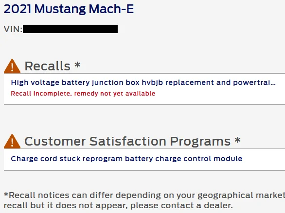Ford Mustang Mach-E High Voltage Battery Junction Box (HVBJB) Replacement Recall for  recall HVBJB in 30,013 Mach-E Recall