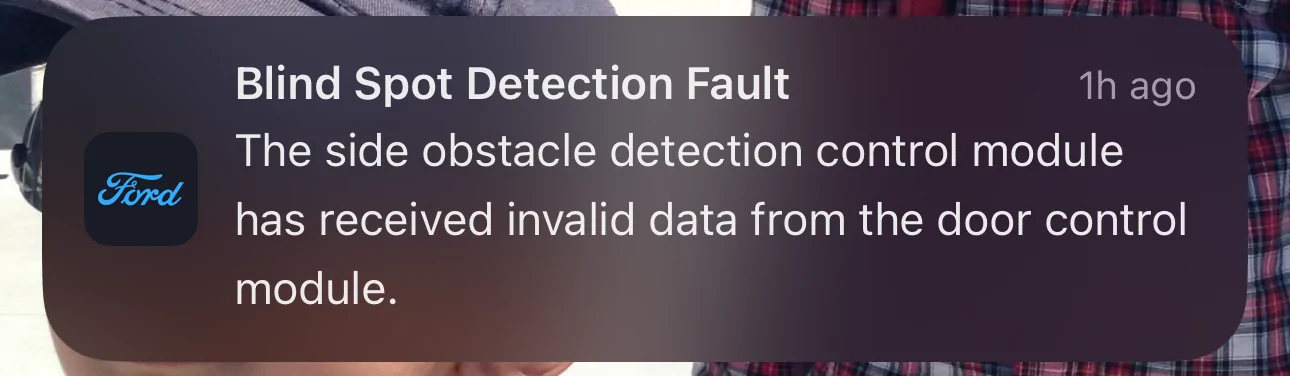Ford Mustang Mach-E Blind Spot Detection fault Screenshot 2023-10-20 at 7.22.49 PM