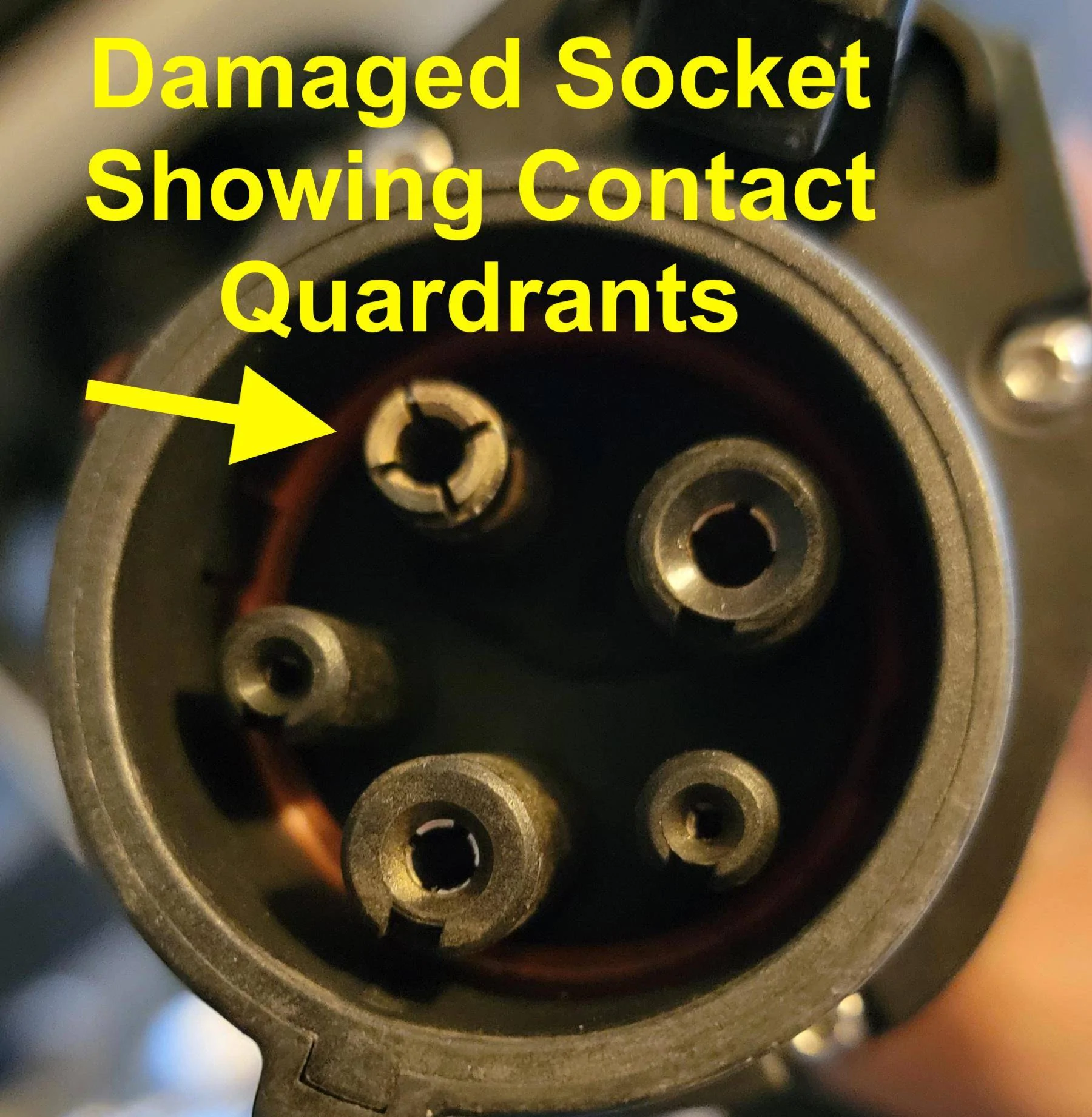 Ford Mustang Mach-E L2 charging speed recently dropped 33% J1772 female socket quadrants