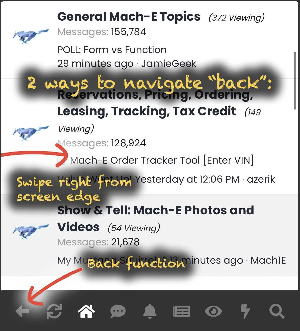 Ford Mustang Mach-E 📲 Introducing the Mach-E Forum App! app back function tutorial