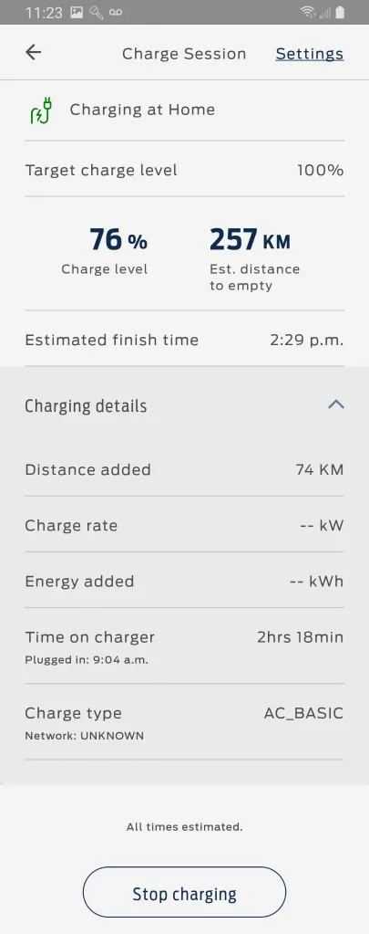 Ford Mustang Mach-E Ford Pass charge rate, energy added info not shown at home charger Screenshot_20231029-112331_FordPass_2
