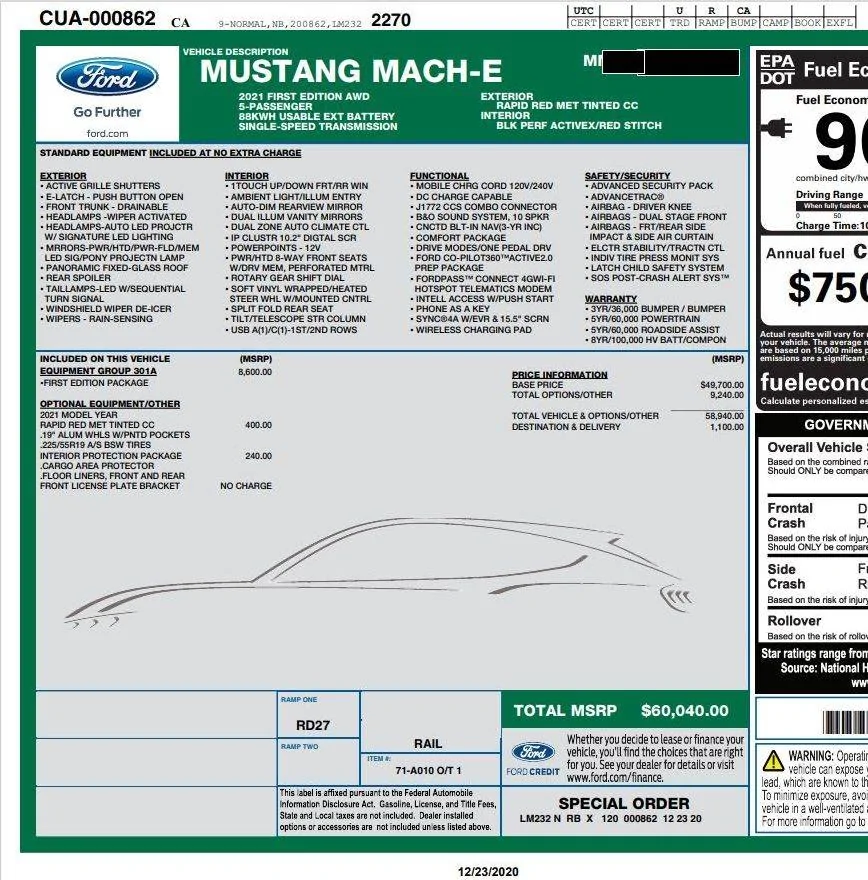 Ford Mustang Mach-E Mach Drop Build Updates windowsticker3