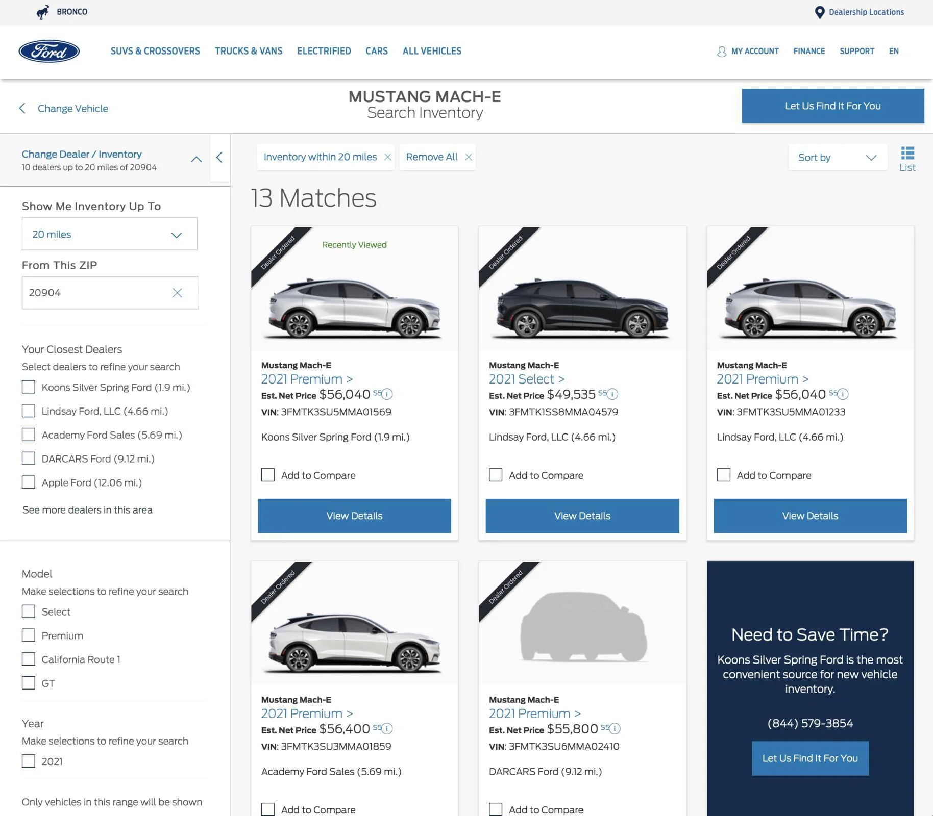 Ford Mustang Mach-E How to track any Ford dealer's Mach-E inventory Screen Shot 2020-12-24 at 5.12.24 PM